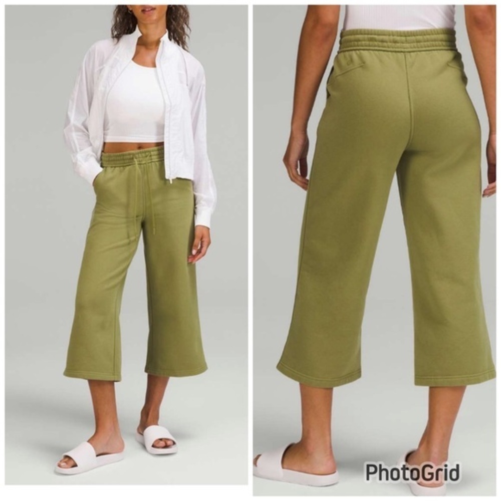 Lululemon Loungeful High-Rise Wide Leg Crop Sz 12 NWT Bronze Green NWOT